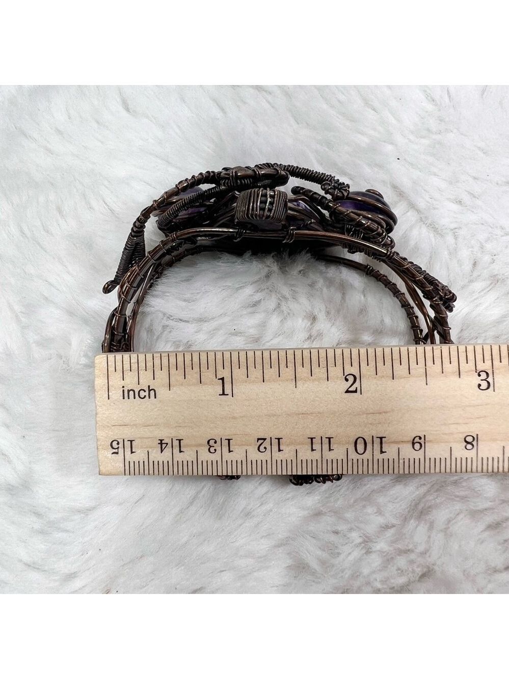 Charoite Amethyst Copper Wrapped Gemstone Bangle ONLY - Picture 7 of 9